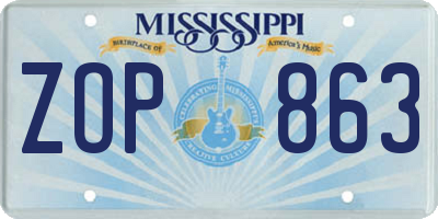 MS license plate ZOP863