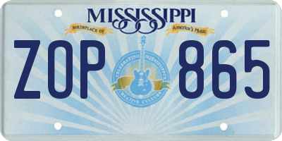 MS license plate ZOP865
