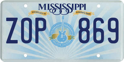 MS license plate ZOP869