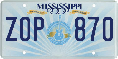 MS license plate ZOP870