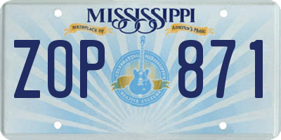 MS license plate ZOP871
