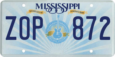 MS license plate ZOP872