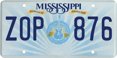 MS license plate ZOP876