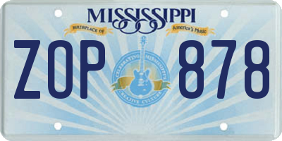 MS license plate ZOP878
