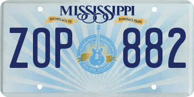 MS license plate ZOP882