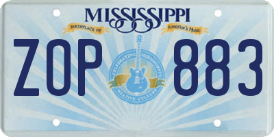 MS license plate ZOP883