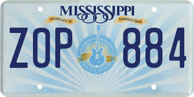 MS license plate ZOP884