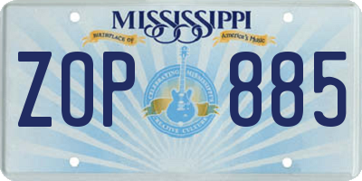MS license plate ZOP885