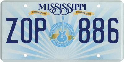 MS license plate ZOP886