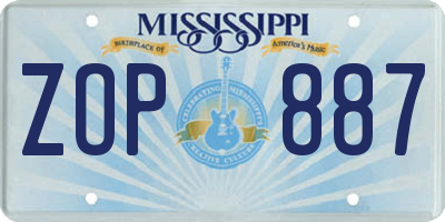 MS license plate ZOP887