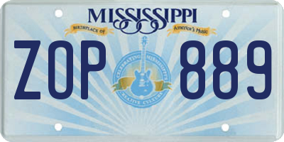 MS license plate ZOP889