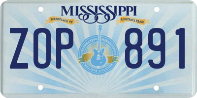 MS license plate ZOP891