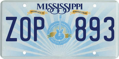 MS license plate ZOP893