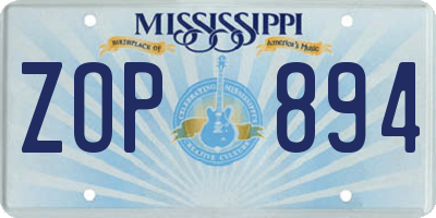MS license plate ZOP894