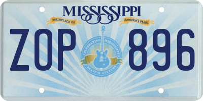 MS license plate ZOP896