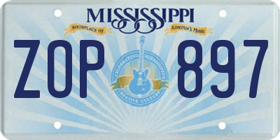 MS license plate ZOP897