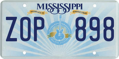 MS license plate ZOP898