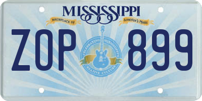 MS license plate ZOP899