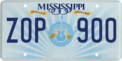 MS license plate ZOP900