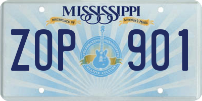 MS license plate ZOP901