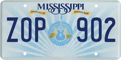 MS license plate ZOP902