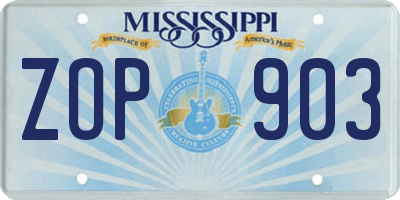 MS license plate ZOP903