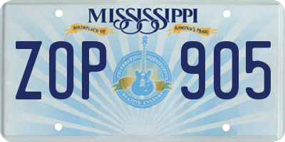 MS license plate ZOP905