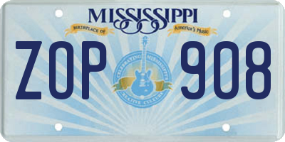 MS license plate ZOP908