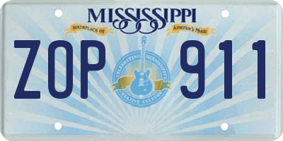 MS license plate ZOP911