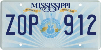 MS license plate ZOP912