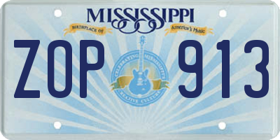 MS license plate ZOP913
