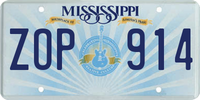 MS license plate ZOP914