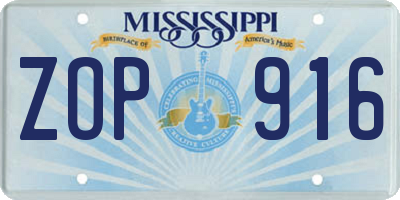 MS license plate ZOP916