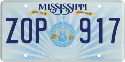 MS license plate ZOP917