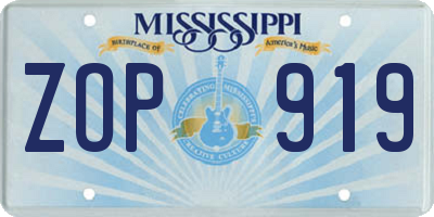 MS license plate ZOP919