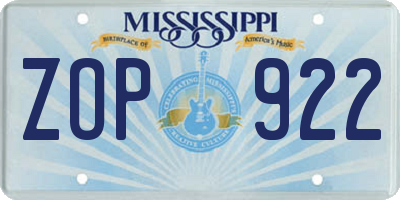 MS license plate ZOP922