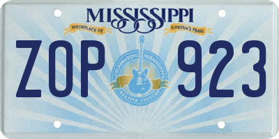 MS license plate ZOP923