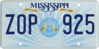 MS license plate ZOP925