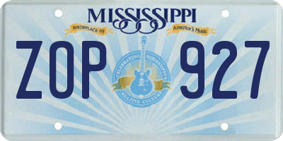 MS license plate ZOP927