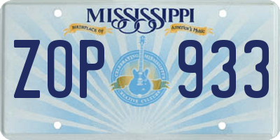 MS license plate ZOP933