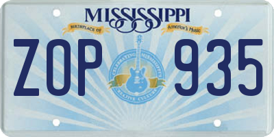 MS license plate ZOP935