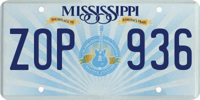 MS license plate ZOP936