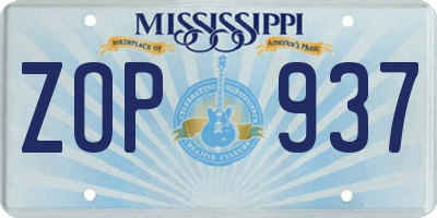 MS license plate ZOP937