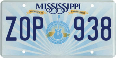 MS license plate ZOP938