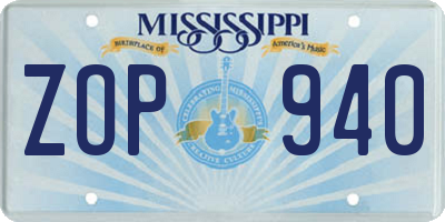 MS license plate ZOP940