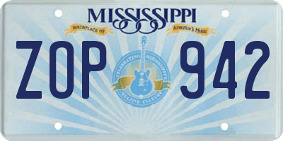 MS license plate ZOP942
