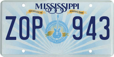 MS license plate ZOP943