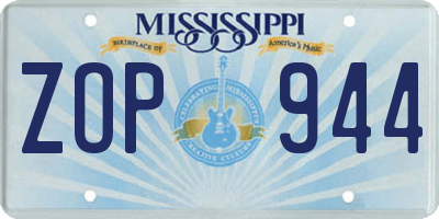 MS license plate ZOP944