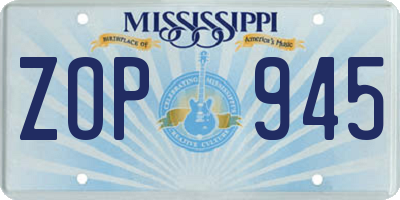 MS license plate ZOP945