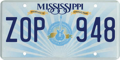 MS license plate ZOP948